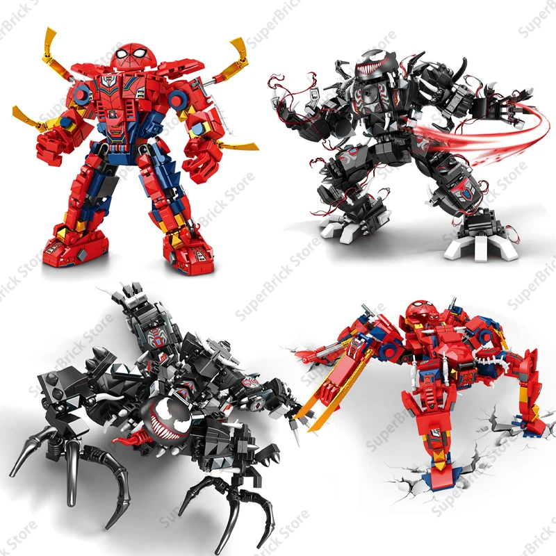 Hot Marvel Superhero The Amazing Spider-Man VS Symbiote Venom Carnage Armor Model Building Block Figure Doll Brick Kids Toy Gift