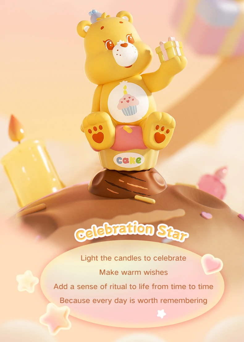 FUNISM CARE BEARS Série Healing Planet Caixa Surpresa Colecionável com Revestimento Perolado que Brilha no Escuro Decoração de Mesa para Adolescentes