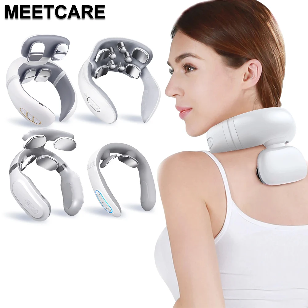 TENS Pulse Back Neck Massager Wireless Shoulder Massage Cervical Heating Relieve Pain Muscle Knead Beating Health Care