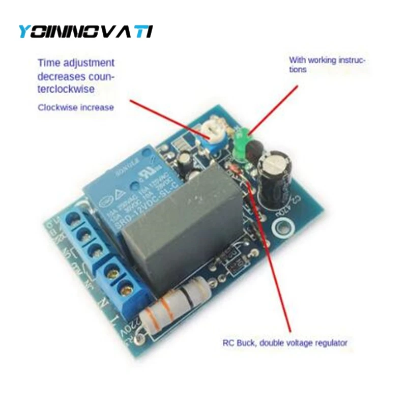 AC 220V Timer Relay Delay Module Delay Power Off Switch Relay Board Adjustable Timing Off 0-10S/0-10M/0-100M/0-10H