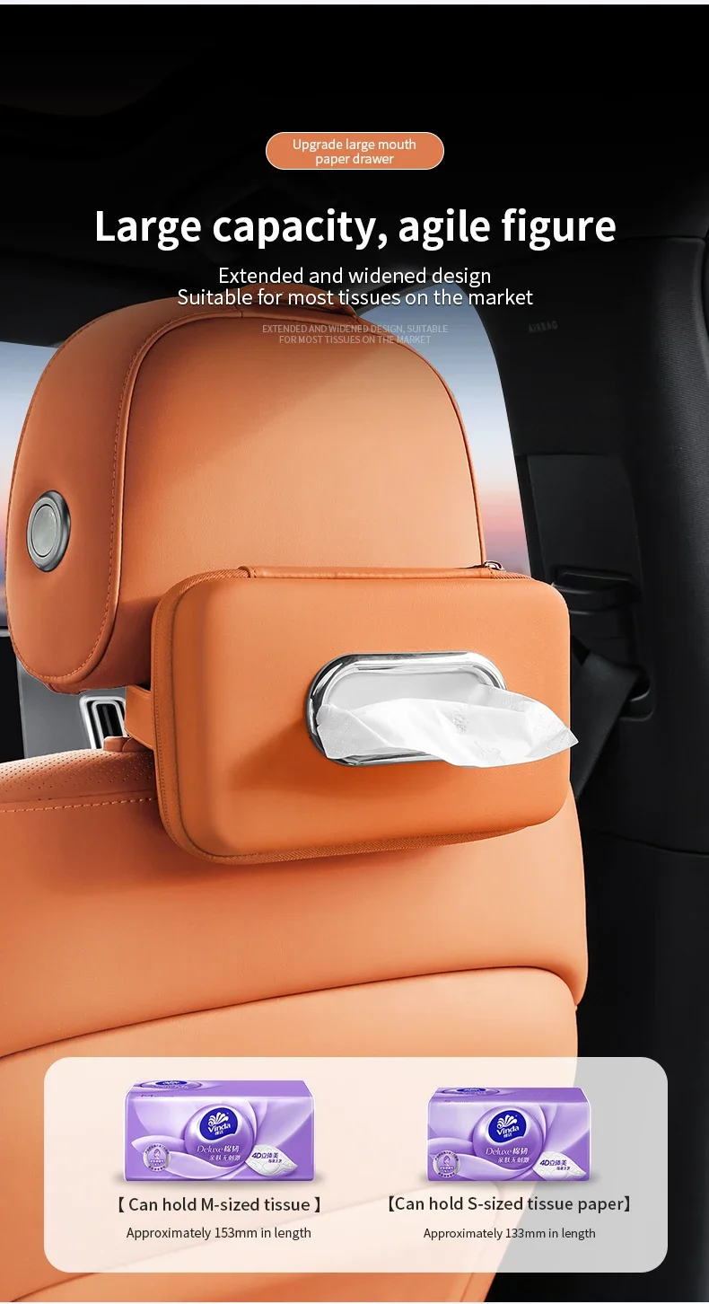 Premium Leder Auto-Taschentuchhalter für die Rückenlehne, Serviettenspender für die Armlehne, universeller Organizer für Papierhandtücher im Auto – Detail 6