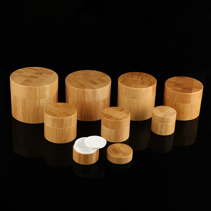 

high quality cosmetic bamboo wooden cream jar with pp inner 8oz face cream cosmetic container spray bottle with bamboo cap