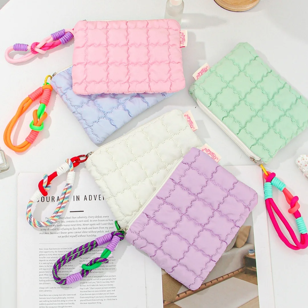 Cloud Makeup Bag, Solid Color Folded Lipstick Earphone Storage Bag, Large Capacity Casual Portable Versatile Handbag, Sweet Wall