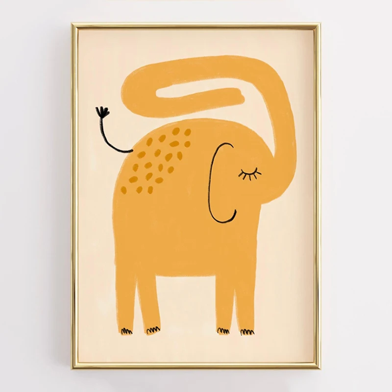 Nordic Cute Elephant Nursery Poster Minimalist Animal Print Playful Safari Wall Art Picture for Living Room Cuadros Home Decor