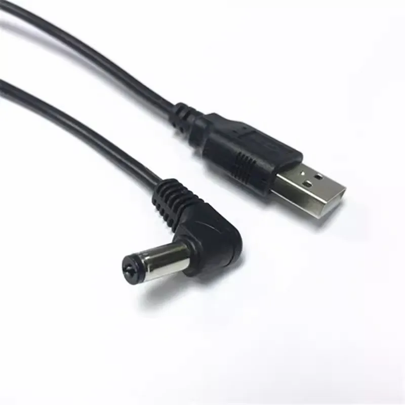 All Copper DC 5.5*2.1mm To USB 2.0 Male Eblow 90Degree Charging Cable 1.5M For Charging Adapter Round