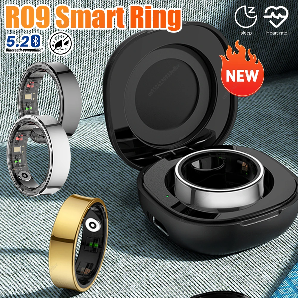 2024 R09 حلقة ذكية لمراقبة الصحة ومعدل ضربات القلب والأكسجين في الدم ومراقبة النوم واللياقة البدنية الصحية لهاتف Xiaomi Samsung