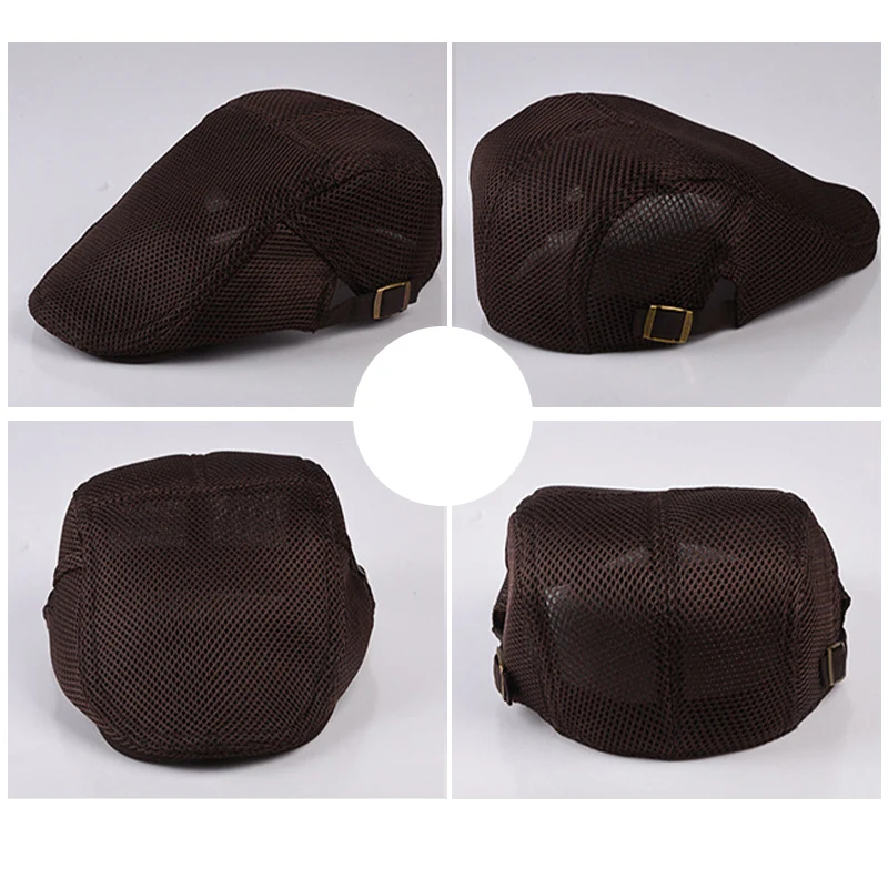 Gorro de malla transpirable para restaurante, gorro plano para camarero, barbacoa, Barbero, boina ajustable, cocina, hornear, gorro de Chef