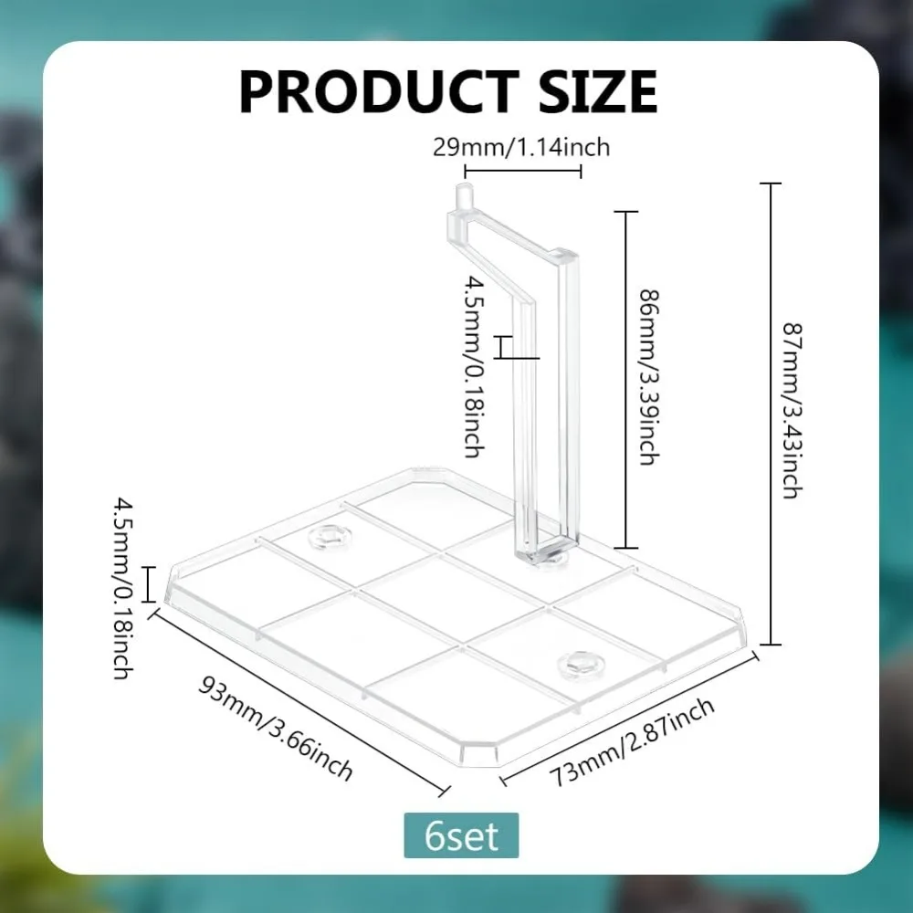 6 Sets Action Figures Display Holder for Connecting Clear Action Figure Displays Rectangle Plastic Stands Flexible Action Base