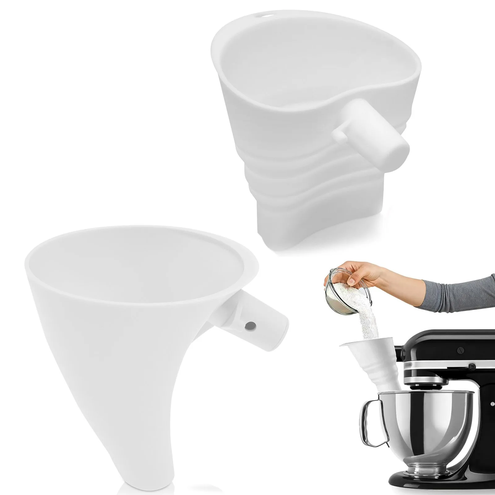 

Силиконовая воронка для муки для кухонного применения, стоячий миксер, аксессуар для выпечки без беспорядка, кухонный инструмент для муки, сахара и яичной жидкости