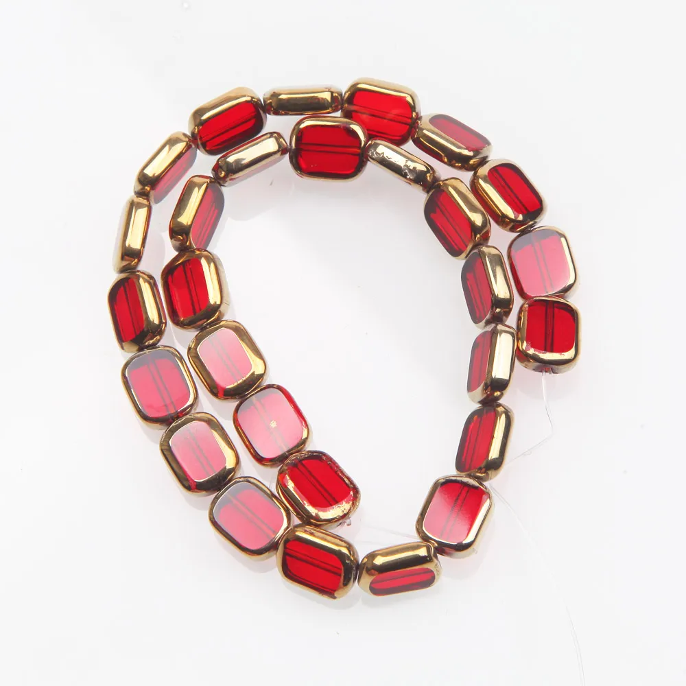 28PCS Rectangle Glass Beads for Jewelry Making Bracelet Necklace Supplies Findings Glass Charms Accessories 9*11mm