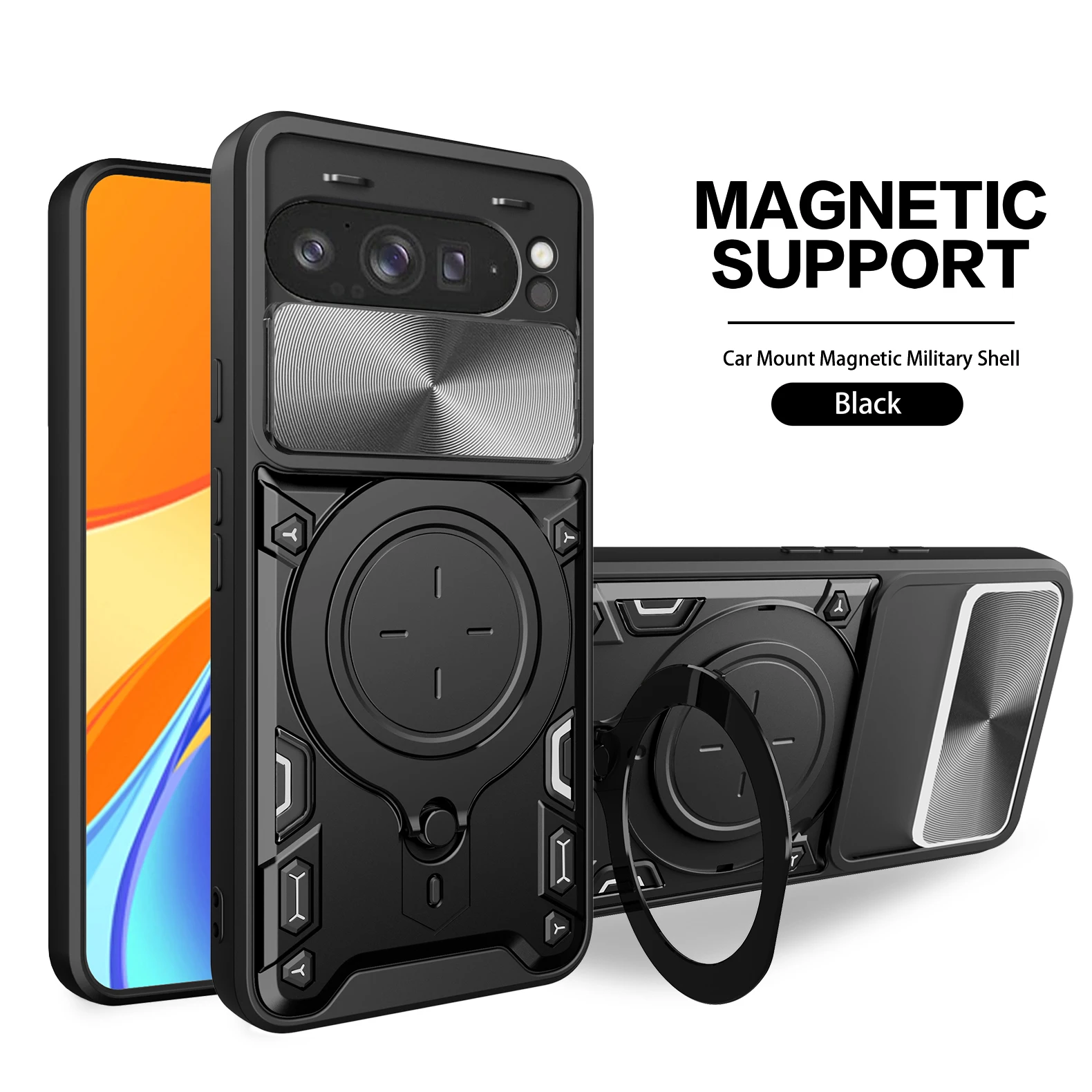 

Slide Camera Lens Case for Google Pixel 9A 9 Pro XL Military Grade Bumpers Magnetic Armor Ring Fall Shock Protection Cover Cases