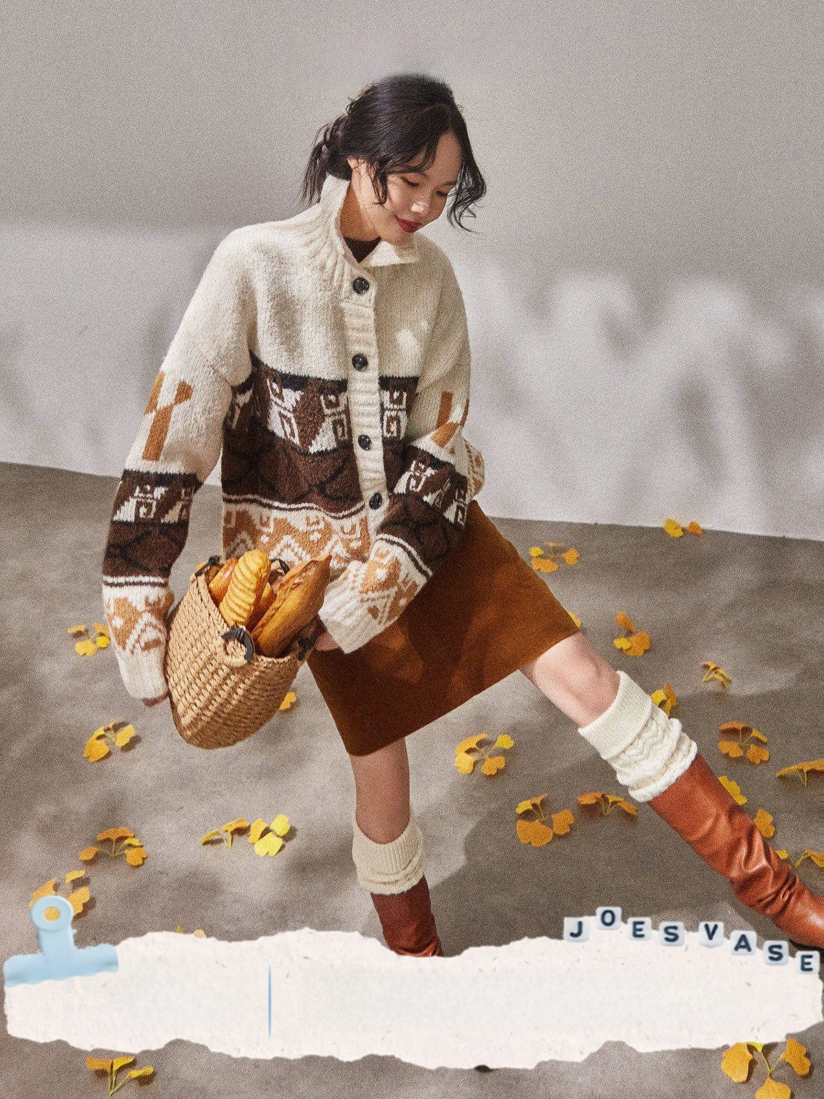 

Retro Sle Loose Knitted Sweater Women's Long Sve Open Cardigan in Beige Color by Yu Hua Zun And Lab Lu Yuan
