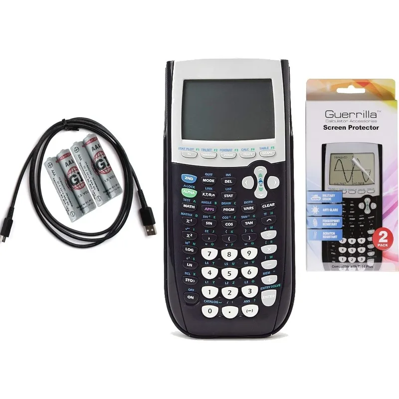 

TI 84 Plus Graphing Calculator with Guerrilla Military Grade Screen Protector Set, Certified Reconditioned