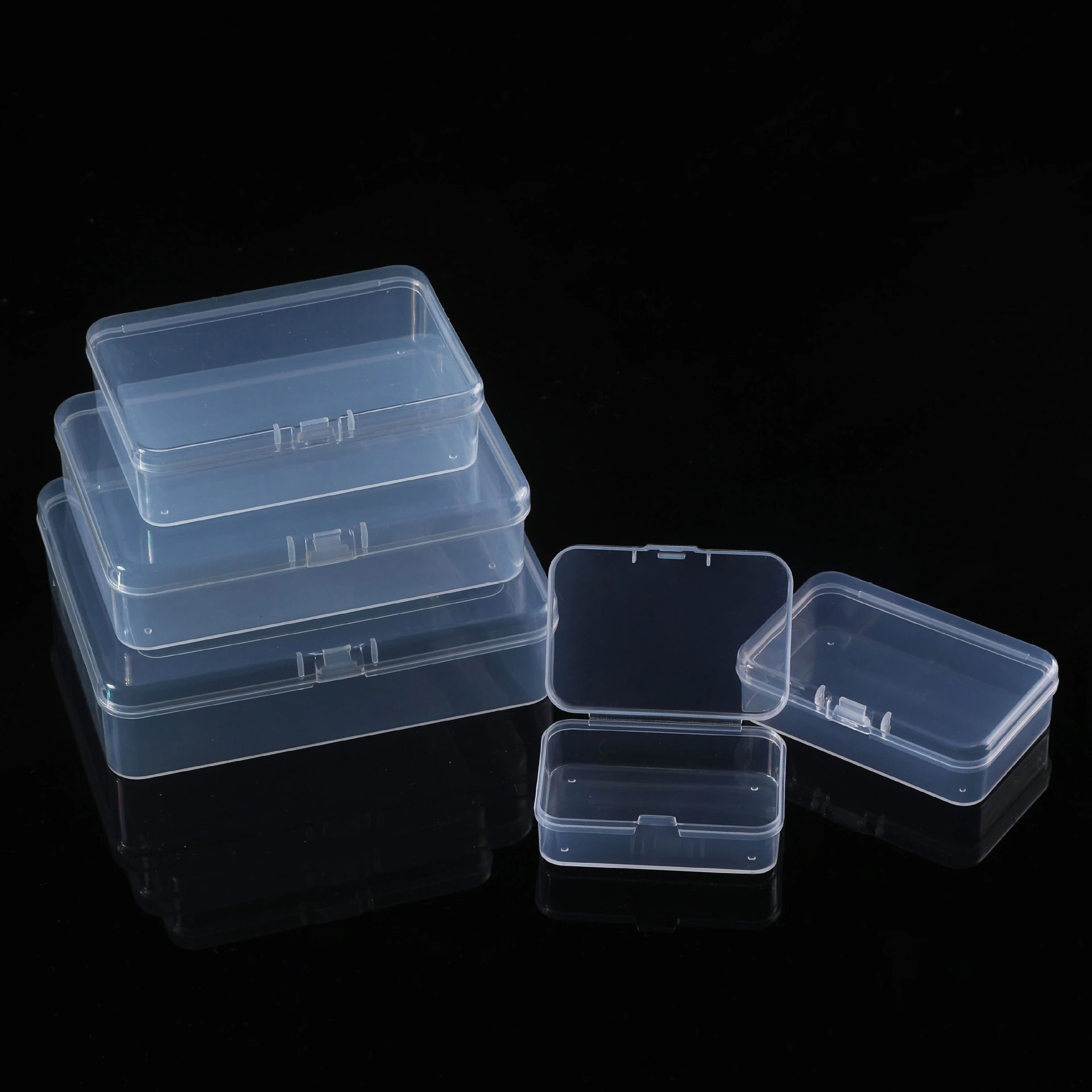 10Pcs/lot Clear Plastic USB Card Storage Box with Lid U Disk Holder Organizer for Credit ID Business Cards Office Desk
