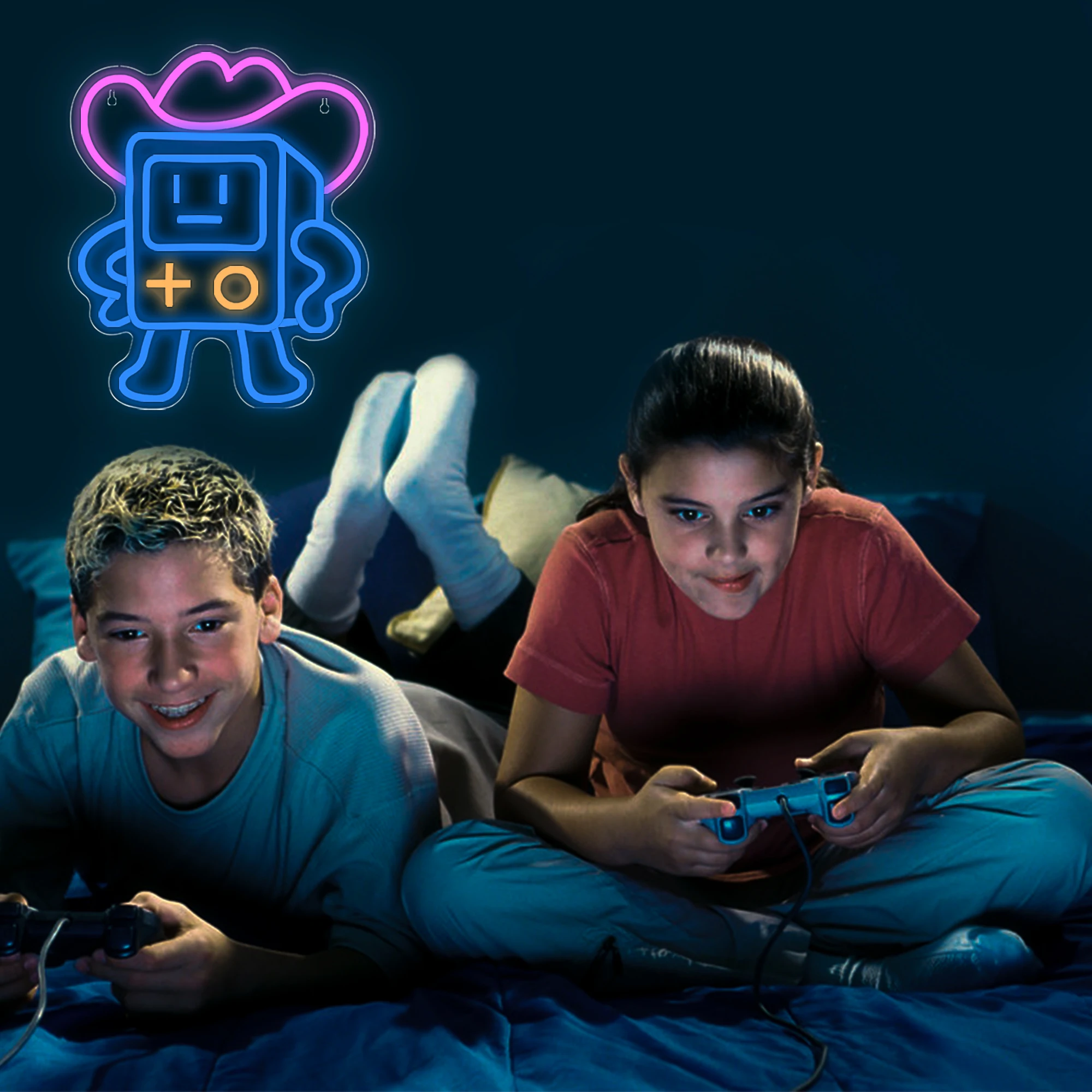 Gaming Neon Sign for Wall Decor Game Neon Sign Cowboy Sign Controller Gaming LED Lights for Game Room Gamers Boys Kids