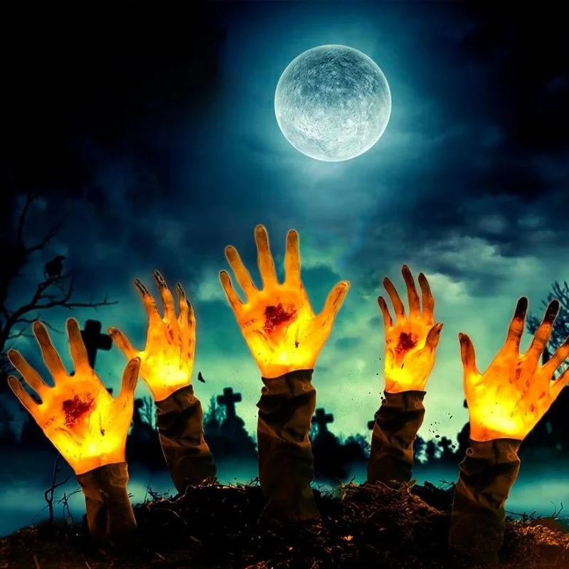 

1 Pair Halloween Zombie Hands Pathway Lights, for Halloween Decorations Outdoor Garden Yard Pathway Decor