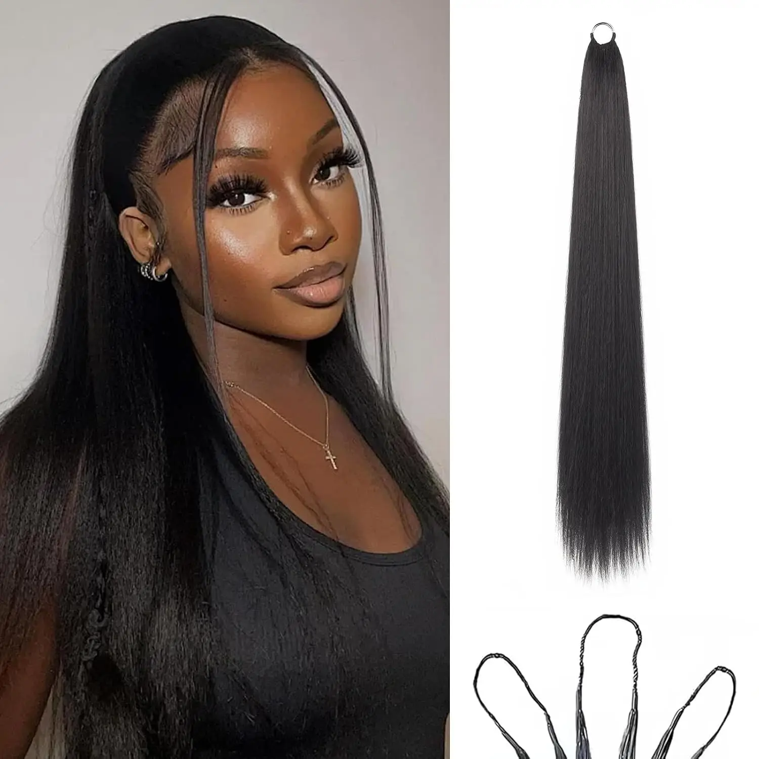 Burmese Knotless Straight Crochet Human Hair Natural Black Feather Pre-Separated 100% Remi 10-24 Inch Bulk for Braiding