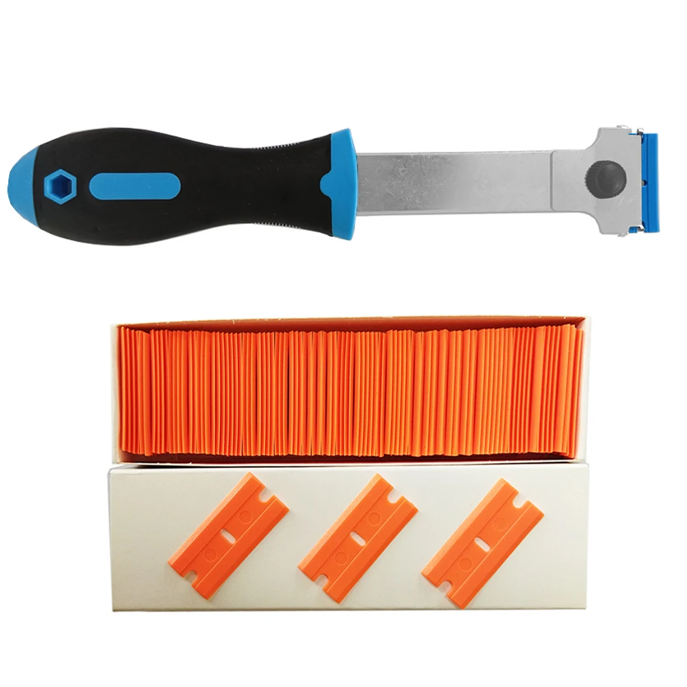 

Handled Cleaning Scraper Carbon Fiber Vinyl Removal Tool Metal Plastic Blade Glass Window Tint Sticker Car Film Remover Squeegee