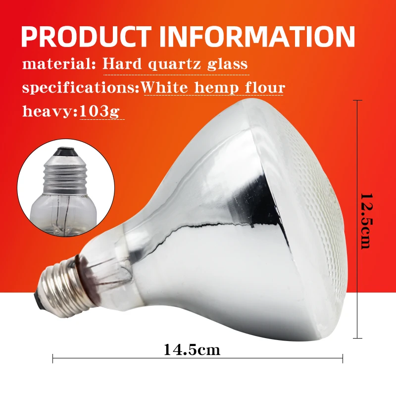 100W/150W/200W/250W/275W Poultry Infrared Heat Lamp Waterproof Anti-Explosion Thickened Light Bulbs ​For Piglet Chicken Duck