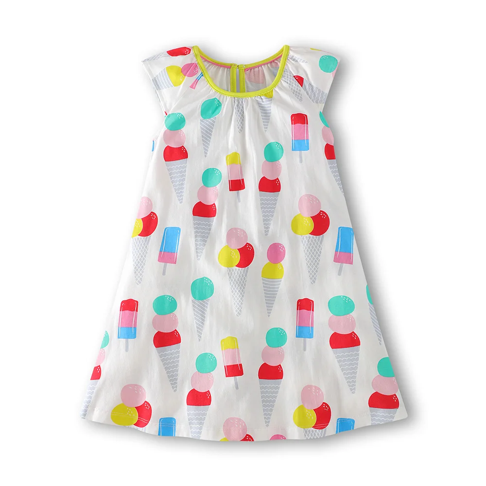 Vikita Meisjes Hemdje Sling Bretels Mouwloze Zomerjurk Kids Ijs Print Flare Mouw Jurken Kinderen Kleding