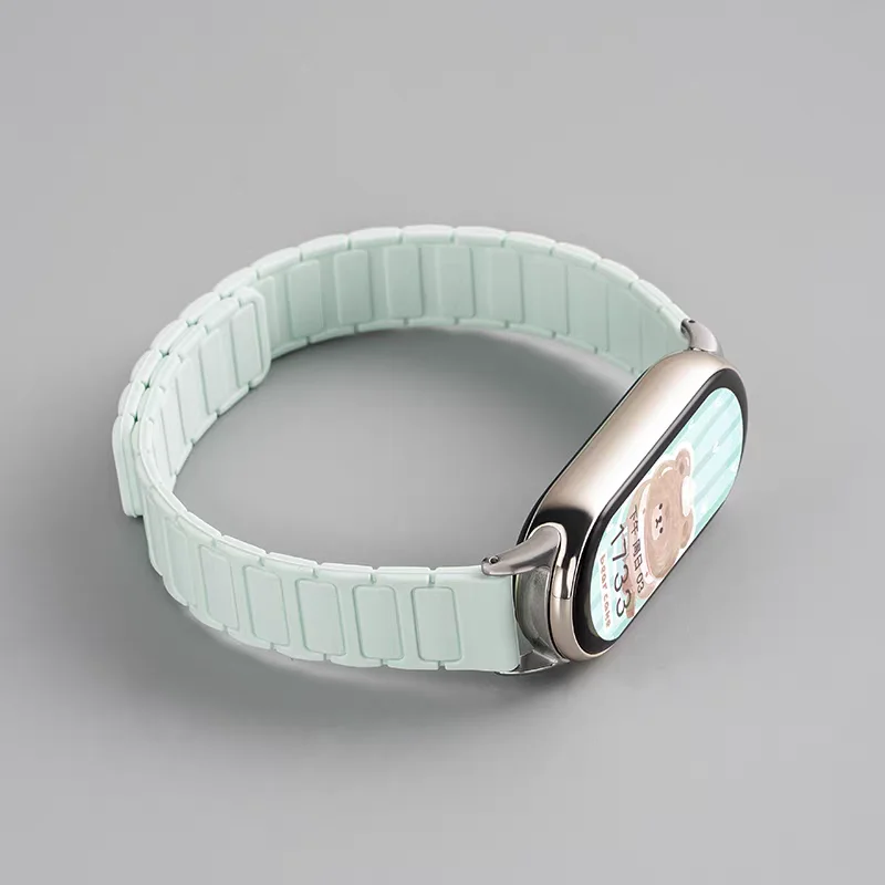 Magnetische Schleife Armband für Mi Band 8/9 Armband Silikon Sport Armband für Xiaomi Mi Band 8 9NFC Correa Armband Metall Schnittstelle