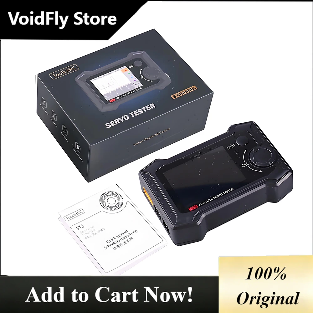 VoidFly ToolkitRC ST8 7-28V 100W 10A 8 Channel 8CH Servo Tester 2.4'' TFT PWM/PPM/SBUS Signal For RC Servo