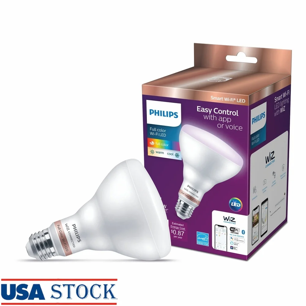 Lampadina per proiettore LED intelligente Wi-Fi collegato Dimmerabile Colore sintonizzabile Bianco E26 65W Controllo vocale equivalente 650 lumen 1 confezione