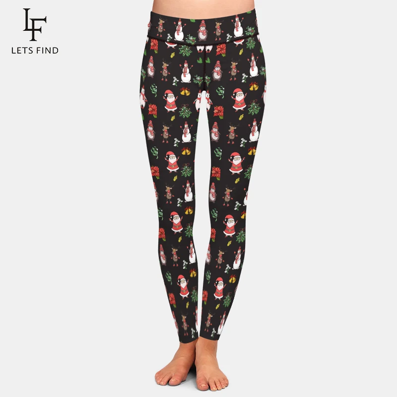 LETSFIND Winter New Santa and The Snowman Print  High Waist  Women Pant 3D Christmas Pattern Print Fitness Slim Stretch Leggings