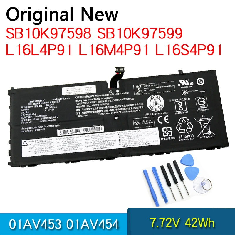 Batería Original para tableta Lenovo X1 GEN 3 Series, nuevo, L16L4P91 L16M4P91 L16S4P91 01AV453 01AV454 SB10K97598 SB10K97599