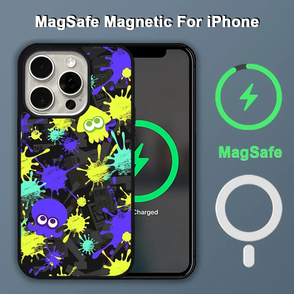 Splatoons Game Phone Case For iPhone 15 14 13 12 11 Pro Max Plus Magsafe Magnetic Wireless Charging Cover