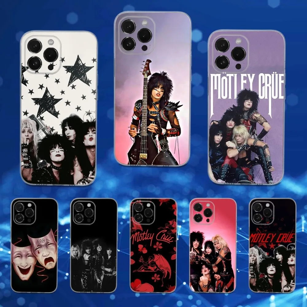 

Rock M-Motley C-Crue Band Phone Case For iPhone 16,15,14,13,12,11 Pro,Max,Plus,X,XS,XR,SE,Mini Transparent Silicone Soft