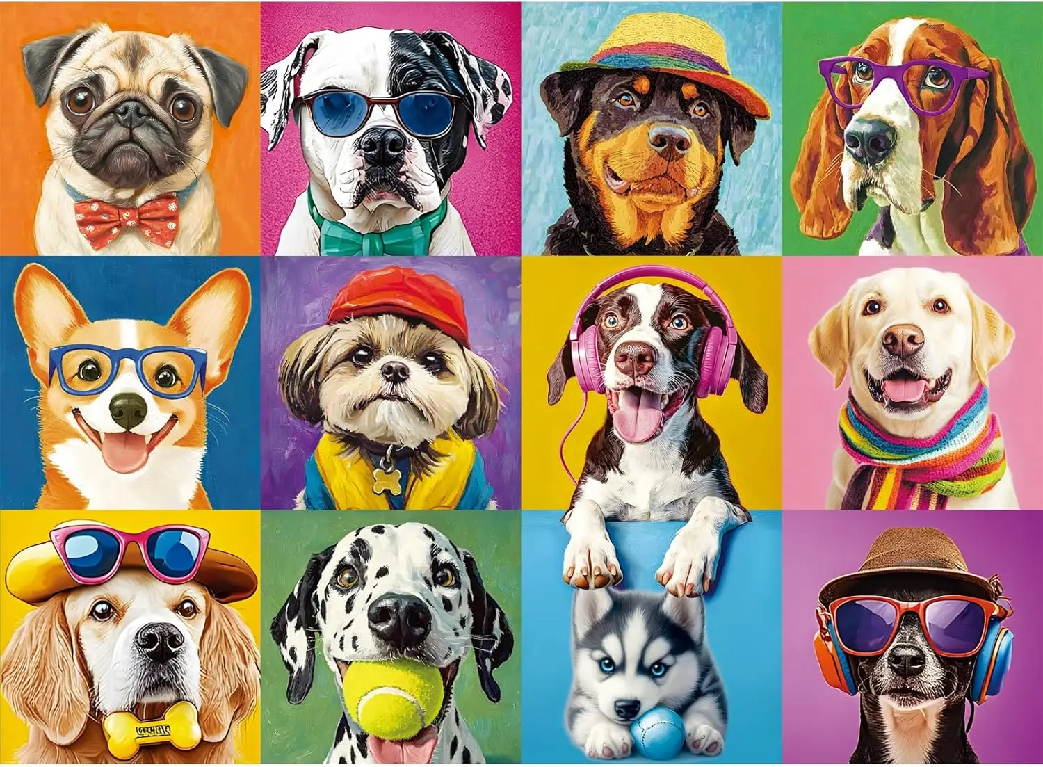 1000 PCS Jigsaw Puzzles for Adults Large Pieces Multicolor Dogs Puzzle Perfect for Game Nights Gifts Home Decor