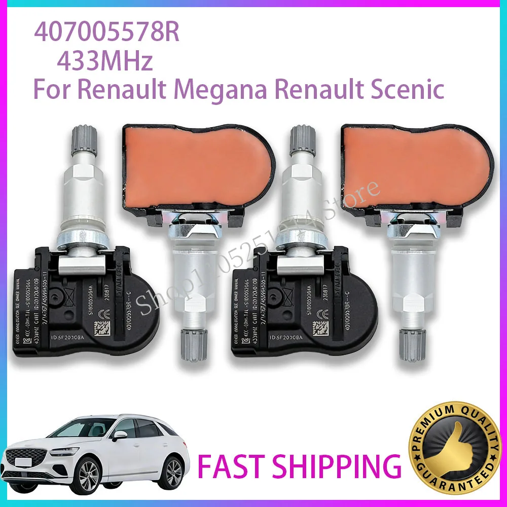 

4PCS 407005578R For Renault Megana II 02-08 Renault Scenic II 2003-2010 4Pcs Tire Pressure Sensor TPMS 433MHz