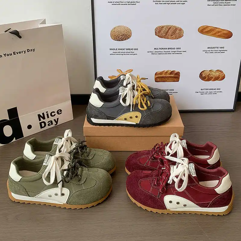 Breathable Lightweight Running Shoes for Women Non-Slip Cushioning PU Lace-Up Sneakers Casual Jogging Walking Sports