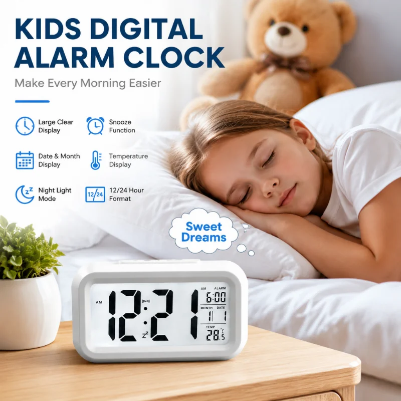1pc LED Multifunction Digital Alarm Clock Electronic Backlight Table Clock Backlight Data Time Calendar Desktop Smart Clock