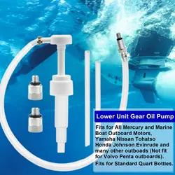 Lower Unit Gear Oil Pump for Standard Quart Bottles Includes 3/8 Inch Swivel 8mm 10mm Adapters Fit Most Boat Outboard Motors