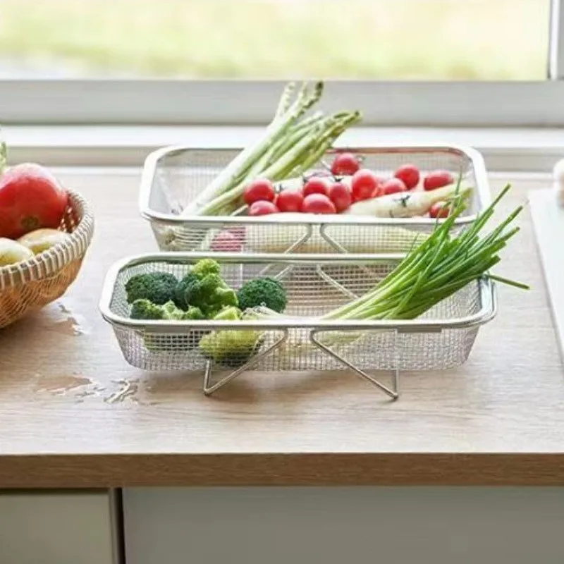 

Stainless Steel Mesh Kitchen Colander Over Sink Strainer with Telescopic Handle for Washing Fruits and Vegetables
