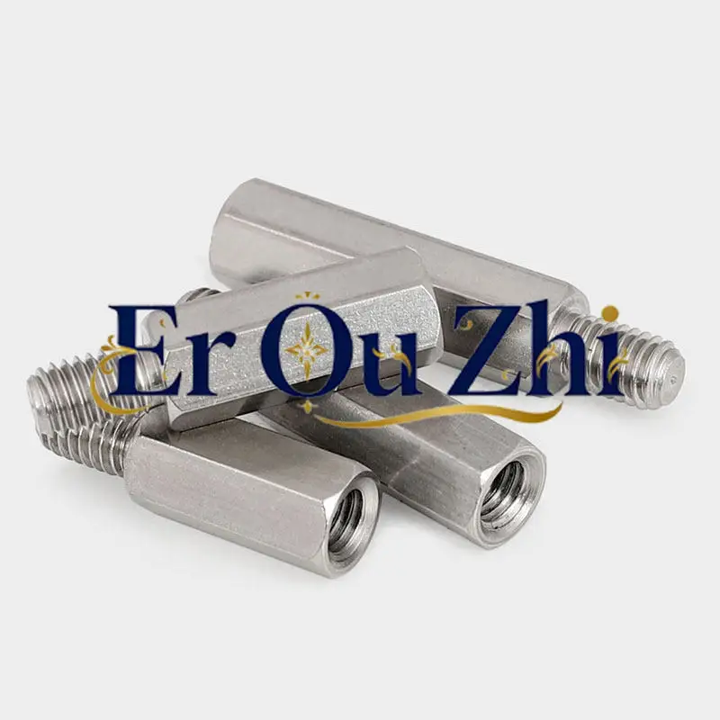 304 Stainless Steel Single Head Hexagonal Junction Post Isolation Column Yin and Yang Stud Single Pass