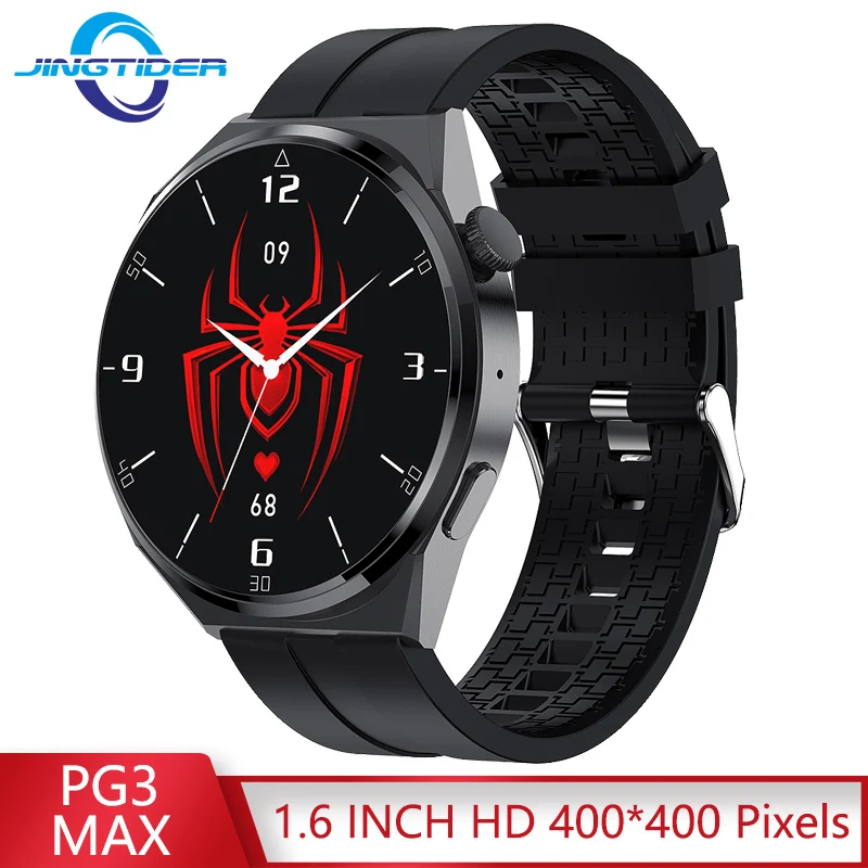 

JingTider PG3 MAX Bluetooth Call Smart Watch 1.6 Inch HD Large Screen 400*400 Pixels 6 Menus Rotate Button Men Women Smartwatch