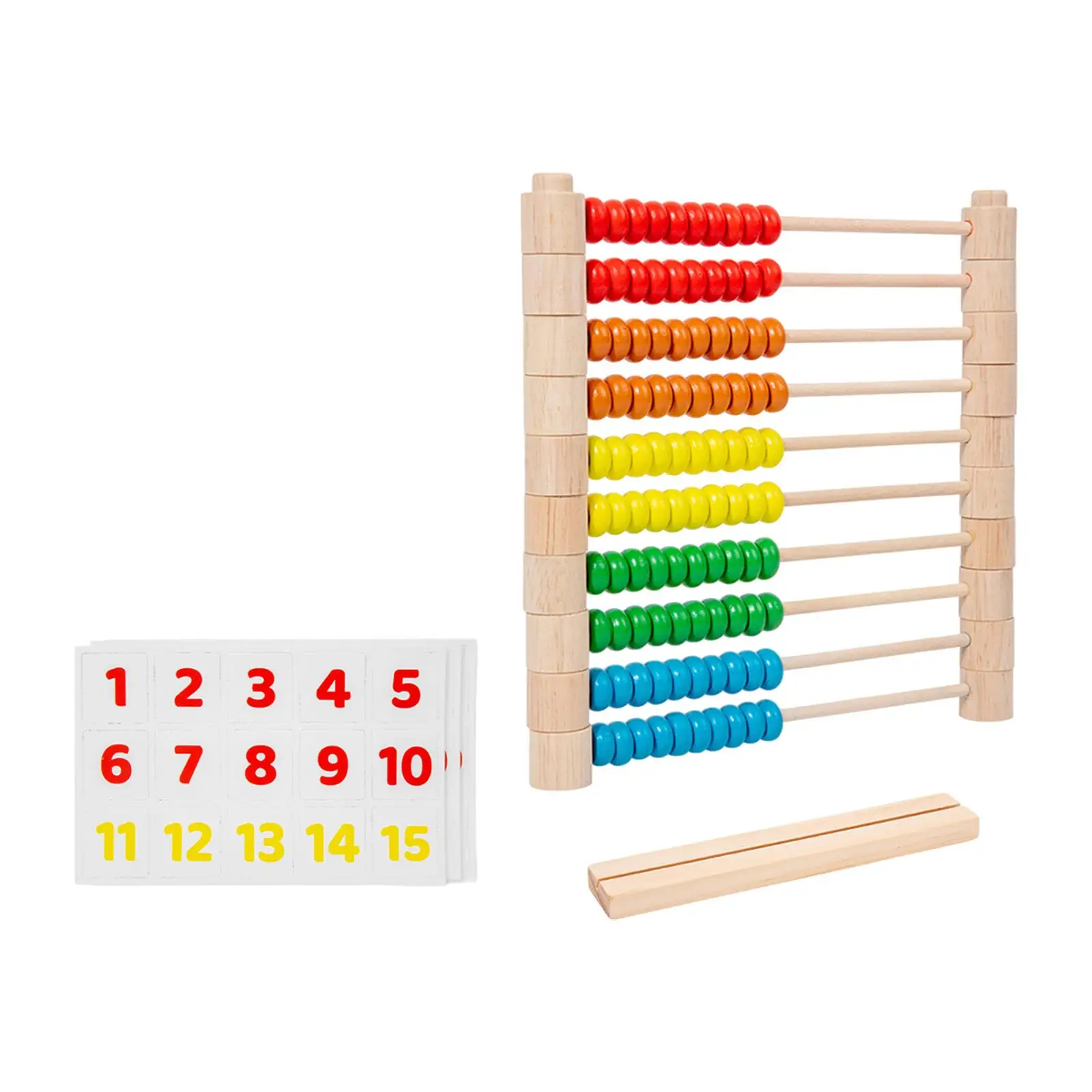 Wooden Math Learning Toy for Kids Abacus Frame with Counting Sticks and Number Cards Educational Gift for Elementary Children