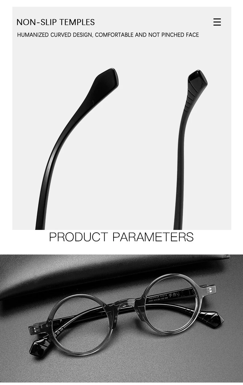 2024 neue Japanische Vintage Große runde Rahmen Acetat Brille Rahmen Männer Brillen Rahmen Frauen Luxus Marke Brillen – Detail 5