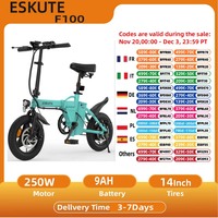 ESKUTE F100 folding Electric Bike 250W Motor 36V 9AH battery for adults Electric Bicycle 14 inch Tire city E-Bike