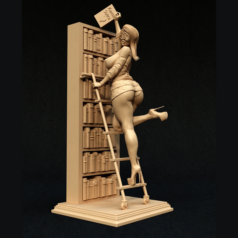1/24 Sexy Teacher Library Resin Model Figure Toy Craft Unassembled Miniature Reduction Statue Unpainted Kits