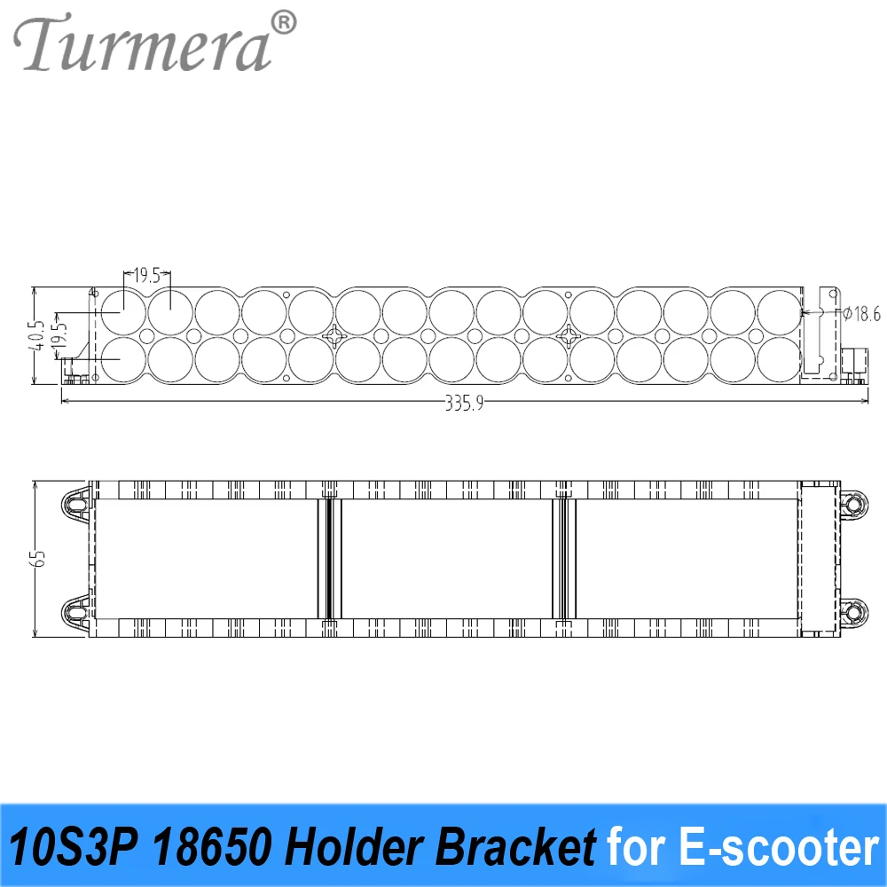 Turmera 36V 42V M365 E-Scooter Battery 10S3P 18650 Battery Holder with Welding Nickel 10S 15A BMS for Electric Bike Repacle Use