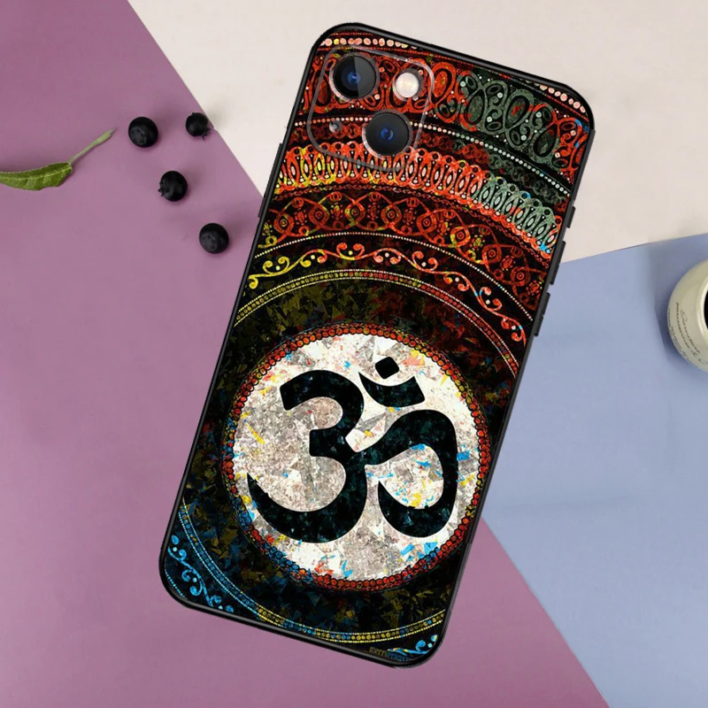 Aum om Namaste Symbol Zen Yoga Case per iPhone 14 13 11 12 16 15 Pro Max 12 13 Mini X XR XS MAX 7 8 14 16 15 Plus Cover posteriore