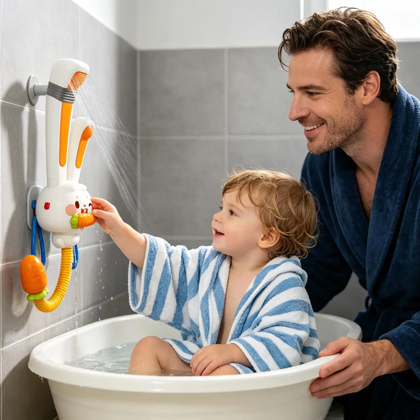 Shower Head Toy Rabbit Shape Shower Head Sprayer Kids Bath Toys For Boys Girls Young Children Nurse Room Hotel Travel Bathroom