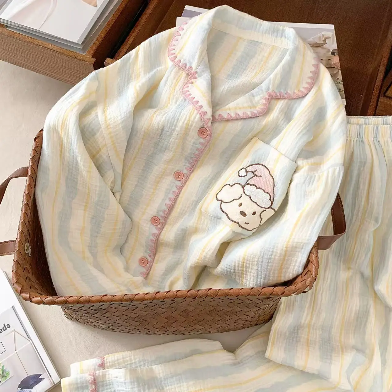 

Рождественский комплект пижам для девочек с длинными рукавами, весенне-летняя домашняя одежда, удобная повседневная одежда для дома, женский комплект из 2 предметов