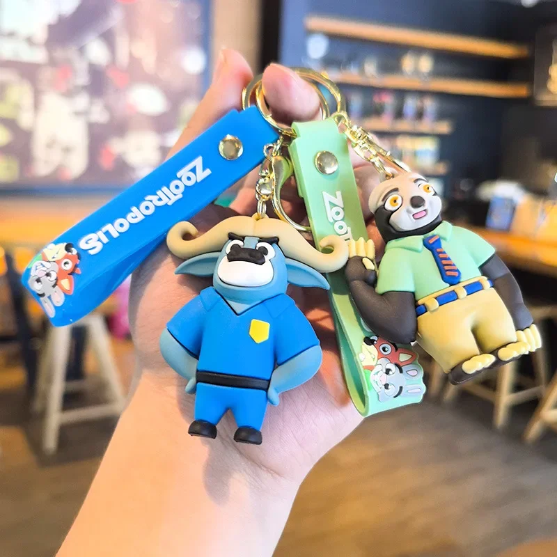 Porte-clés mignon Disney Zootopia en PVC, personnage de dessin animé Judy Nick chef Bogo, sac suspendu pour Couples, décoration, cadeau de Festival