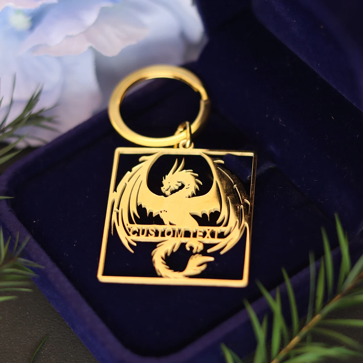 QIAMNI Maßgeschneiderter Punk Magic Dragon Schlüsselanhänger für Männer und Frauen, Edelstahl, individueller Namensschlüsselanhänger, Geschenk, Party, Halloween, Schlüsselanhänger