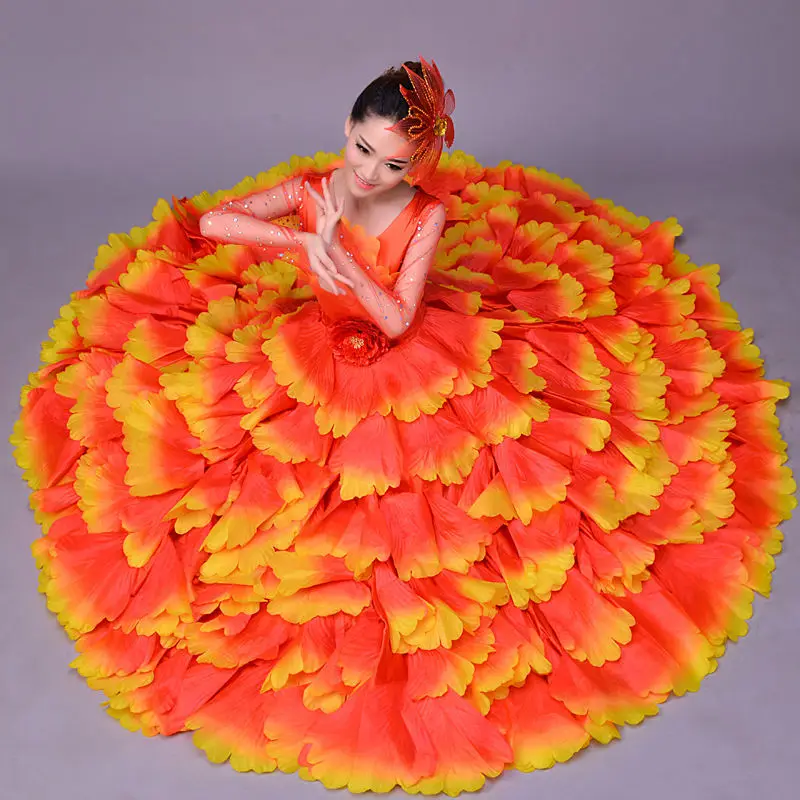 Prom Party Celebriate Women Show Performance Stage Wear Dance Costume Large Flower  Ball Gown Dress Outfits Model Show Catwalk